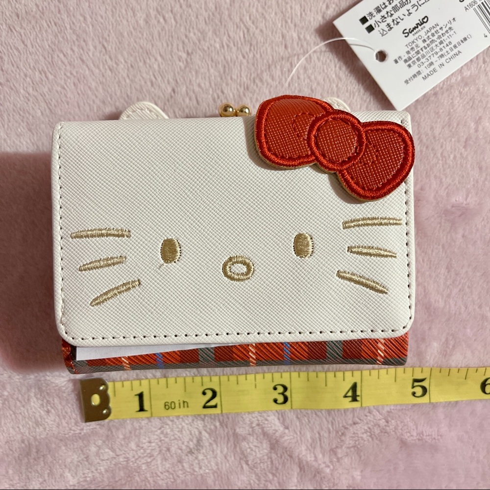 🎉2XHP!🎉 Sanrio Japan Hello Kitty Red Tartan Trifold Gamaguchi Wallet - Picture 12 of 14
